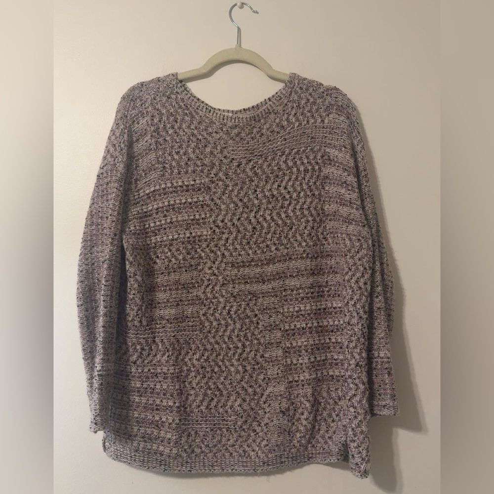 PURE Jill Women’s Medium Retro Pink Cream Boxy Long Sleeve Knit Pullover Sweater